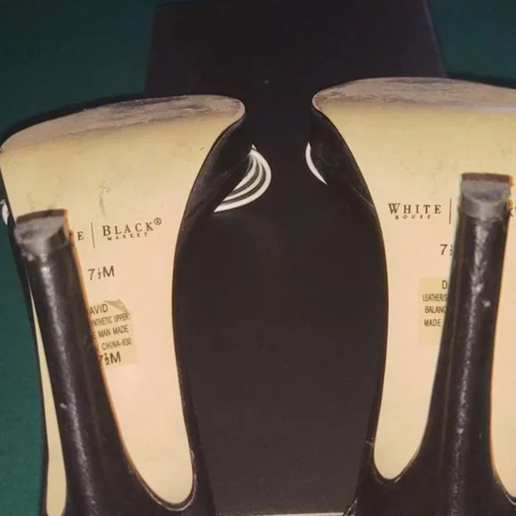 WHBM Black and White "David" Strappy Heels Sandals Pumps - Picture 4 of 8